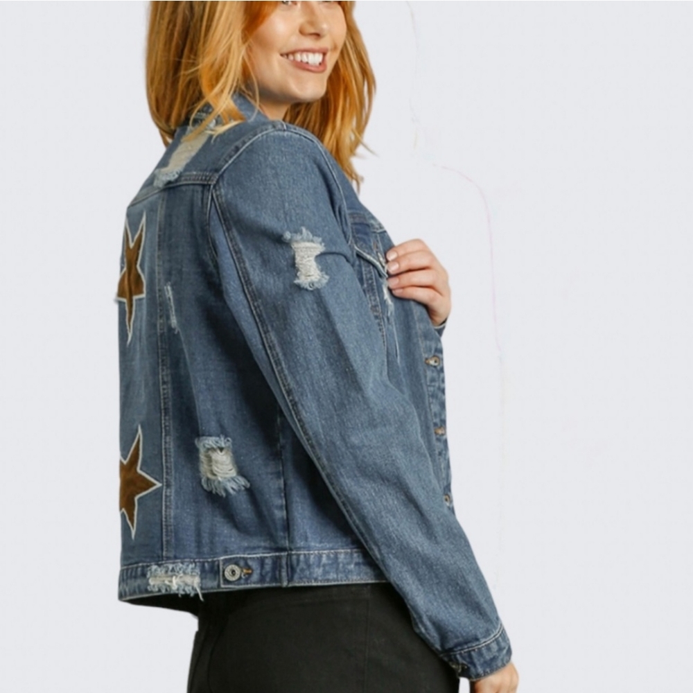 New distressed star denim jacket - Picture 4 of 12